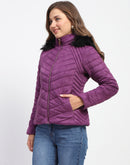 Madame Fur Hooded Purple Quilted Jacket