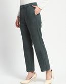 Madame Solid Green Pleated Gurkha Trousers