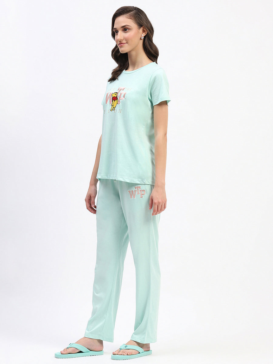 mSECRET Disney Typography Cotton Mint Night Suit Set