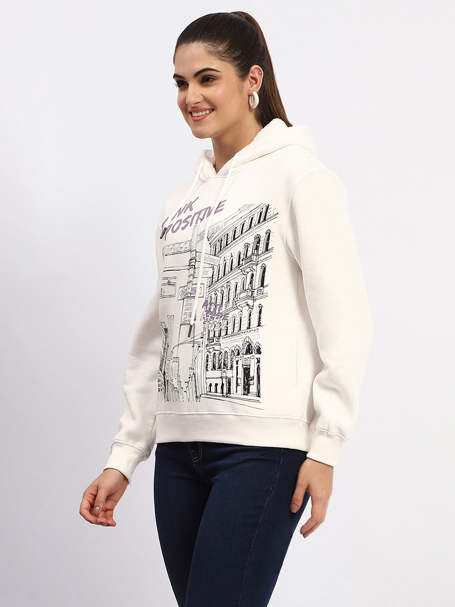 Madame White Graphic Printed Hoodie Sweatshirt