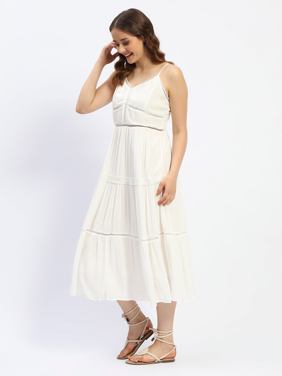 Madame Off White Tiered Cami Cotton Dress