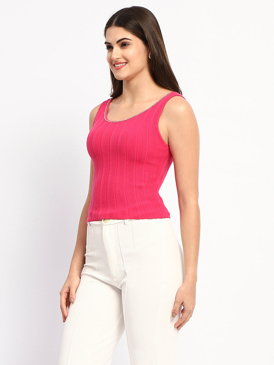 Madame Hot Pink Sleeveless Knit Top