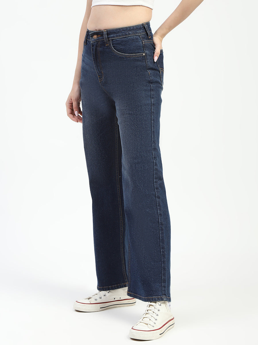 Madame Blue Wide-Leg Cotton Jeans