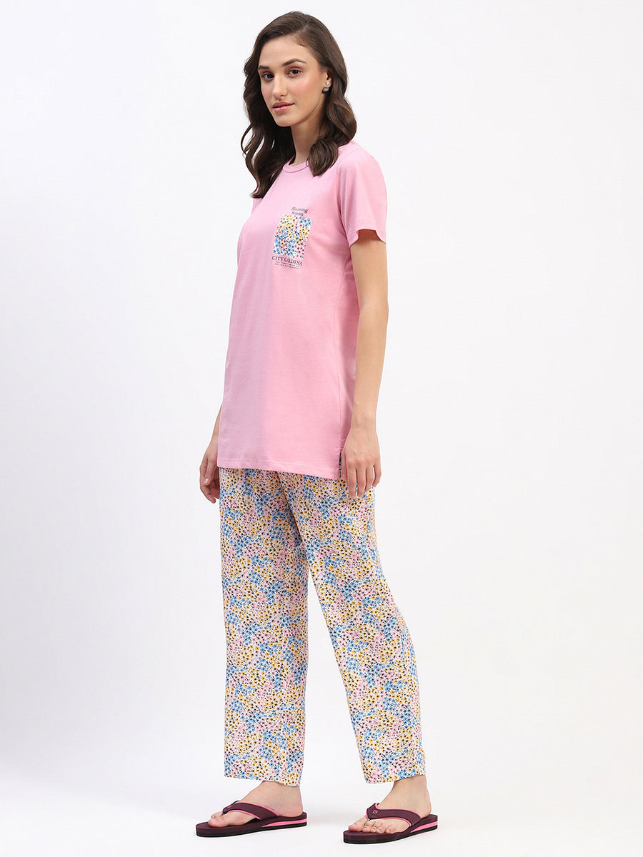 mSECRET Pink Short-Sleeve Tee and Colorful Floral Print Pajama Set