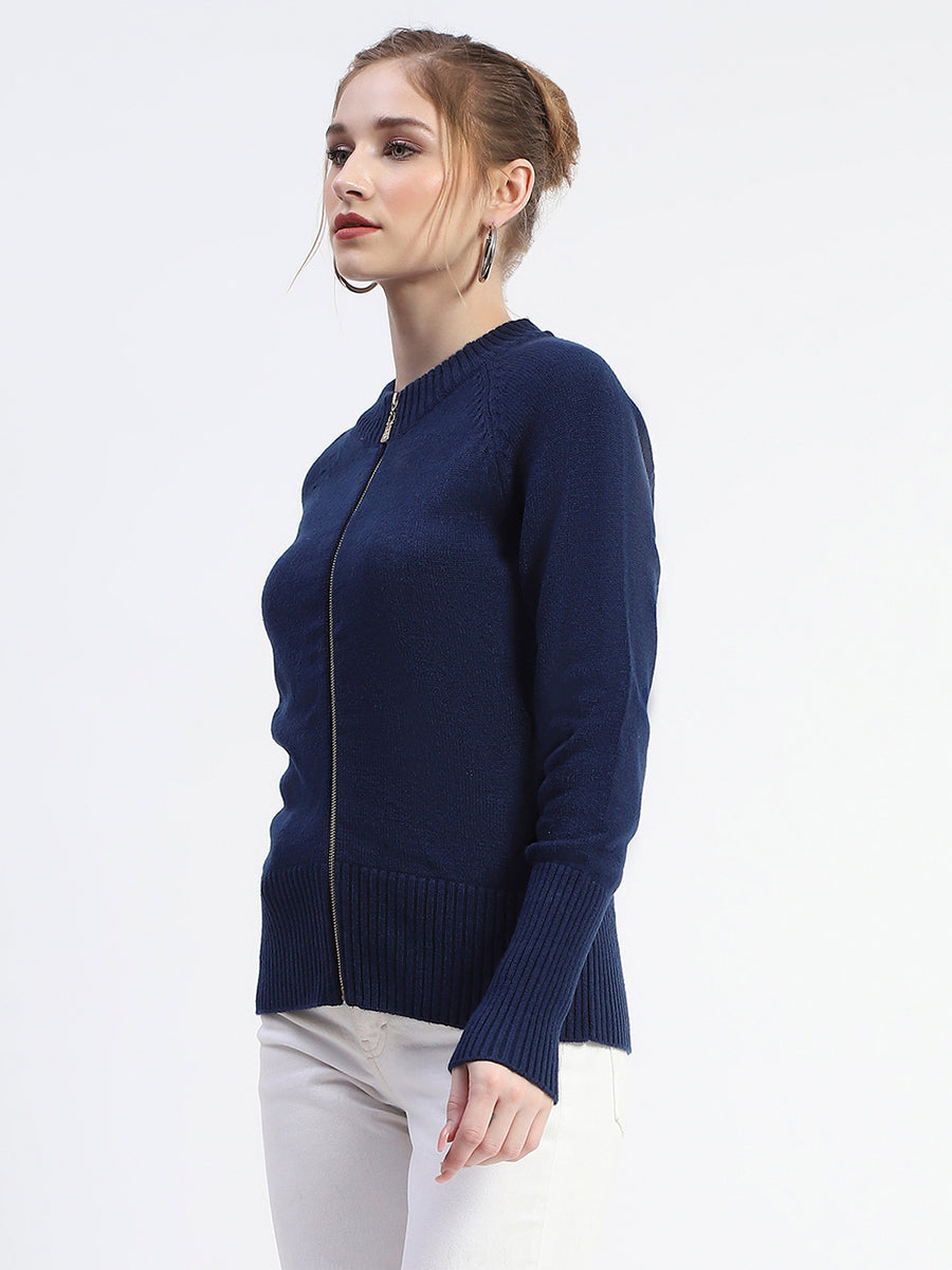 Madame Blue Full-Zip Knit Sweater