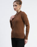 Madame Brown Full-Zip Knit Sweater