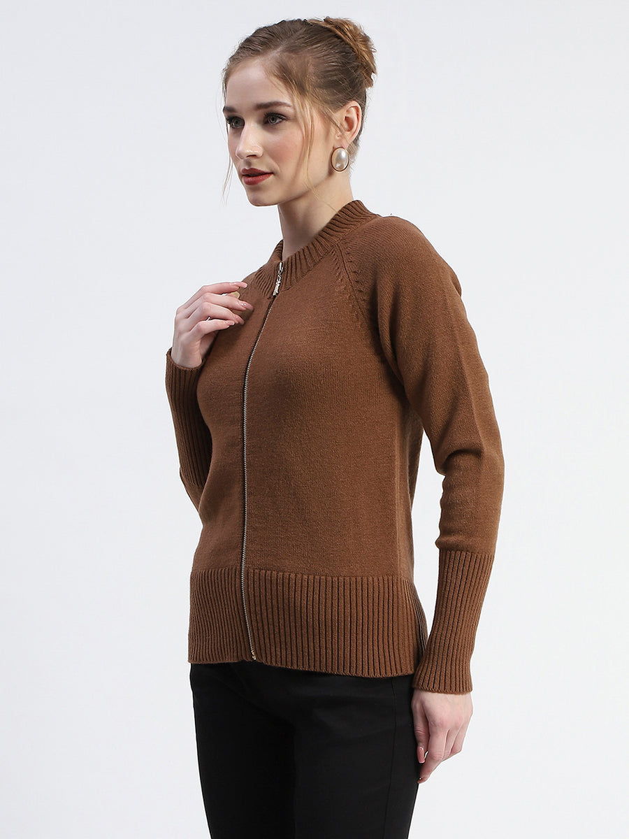 Madame Brown Full-Zip Knit Sweater