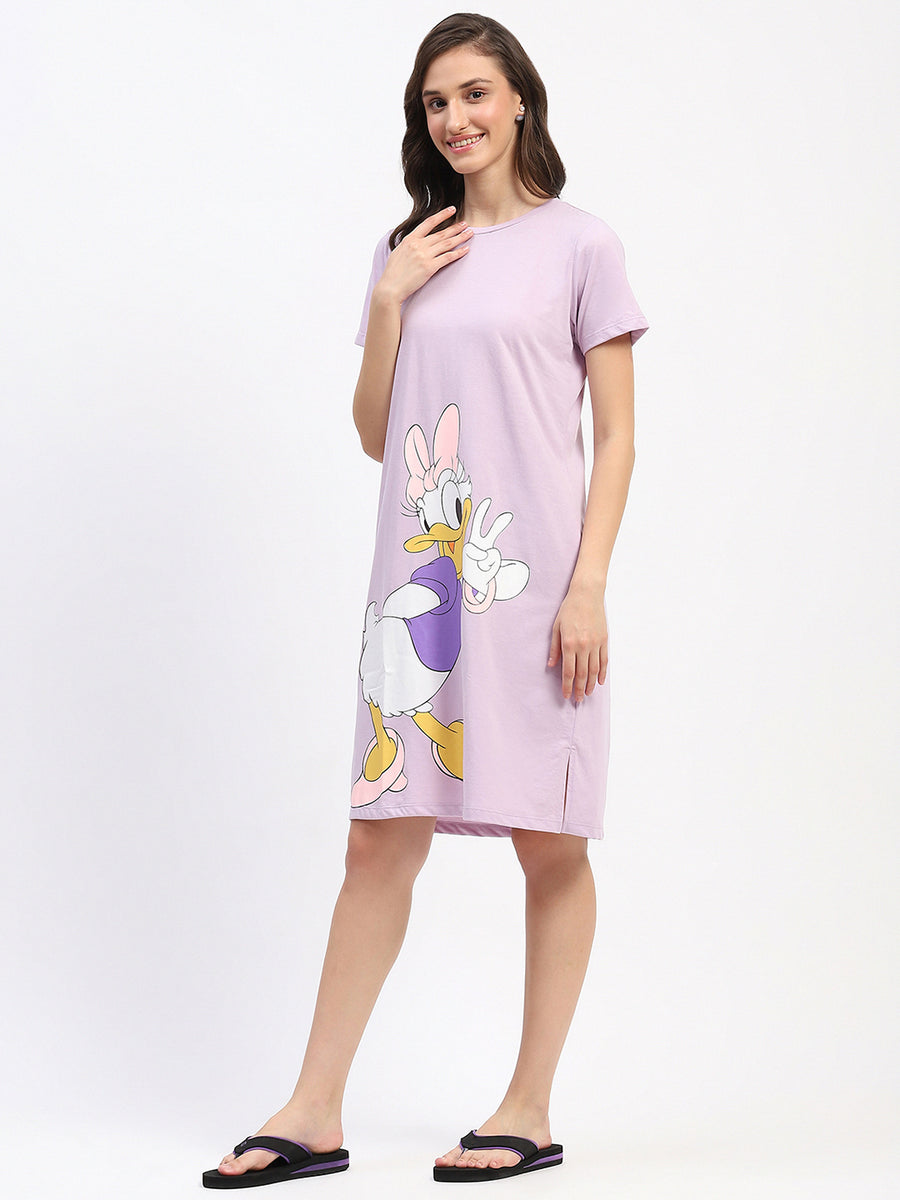 mSECRET Disney Graphic Print Cotton Lilac Sleep shirt