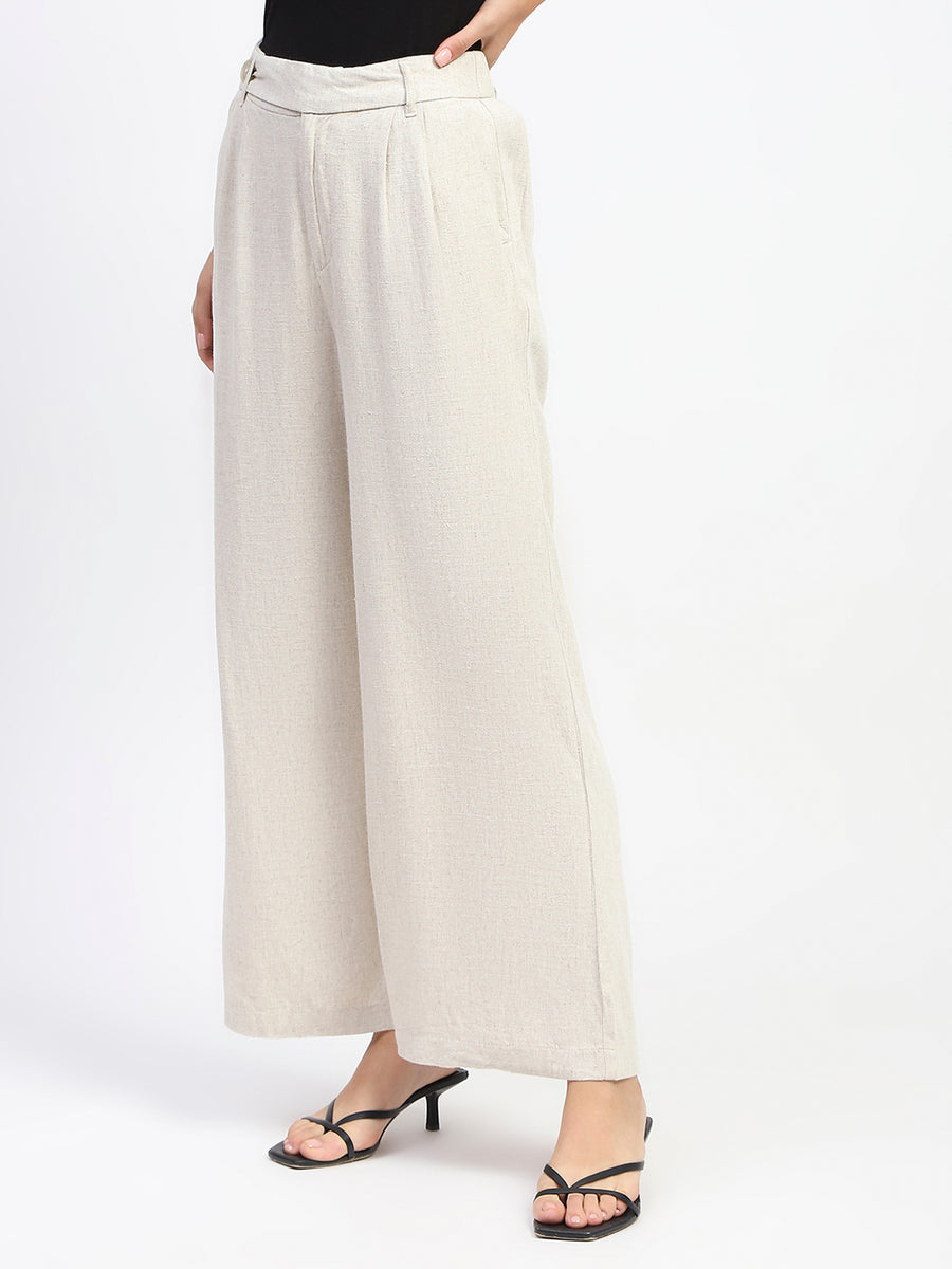 Madame Gurkha Beige Flared Trousers