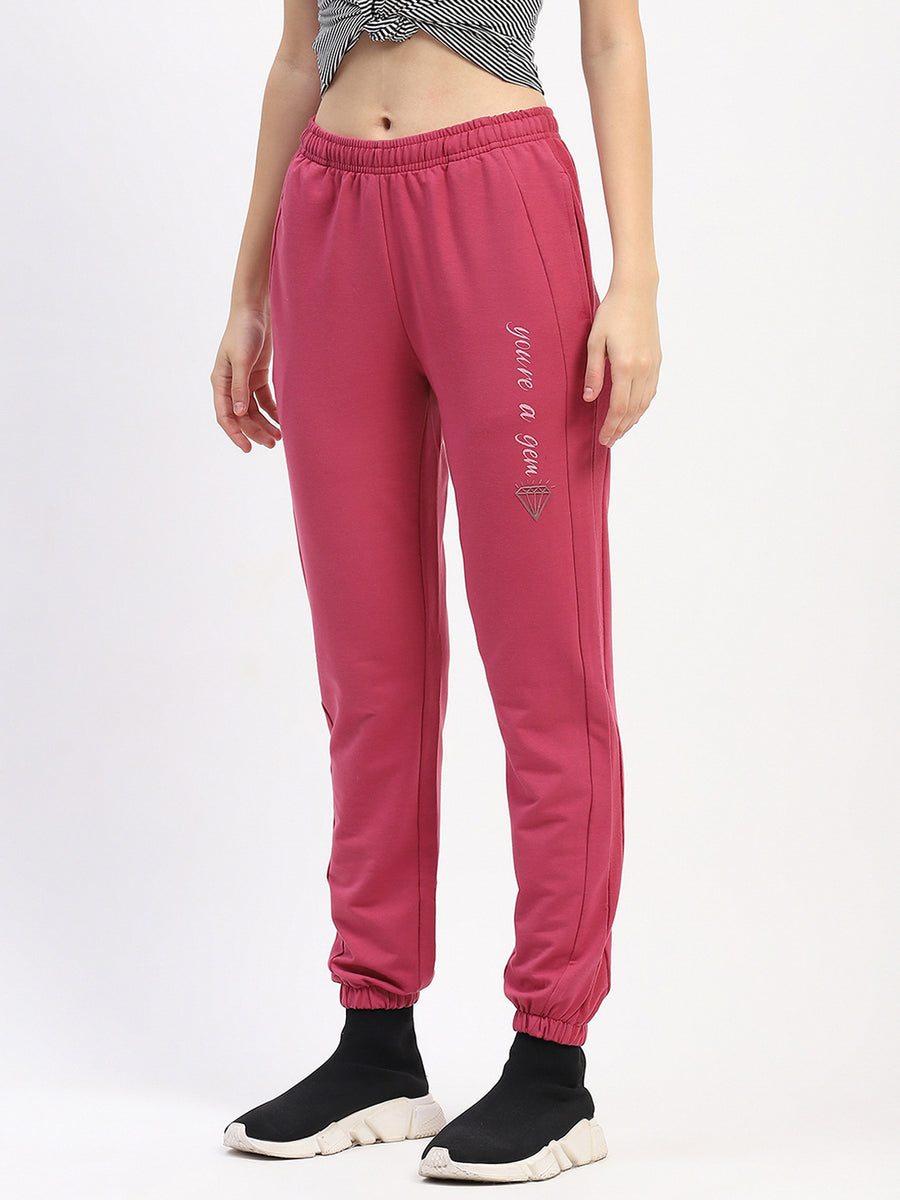 mSECRET Typography Print Pleated Dusty Pink Track Bottoms