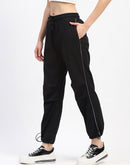 mSECRET Bottom Drawstring Elasticated Waist Solid Black Sweatpants