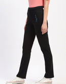 mSECRET Elasticated Waistband Pleated Straight Fit Black Track Bottoms