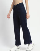 Madame Dark Blue Wide Leg Cotton Blend Jeans