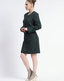 Madame Bottle Green Chequered Top and Skirt Co-ord Set