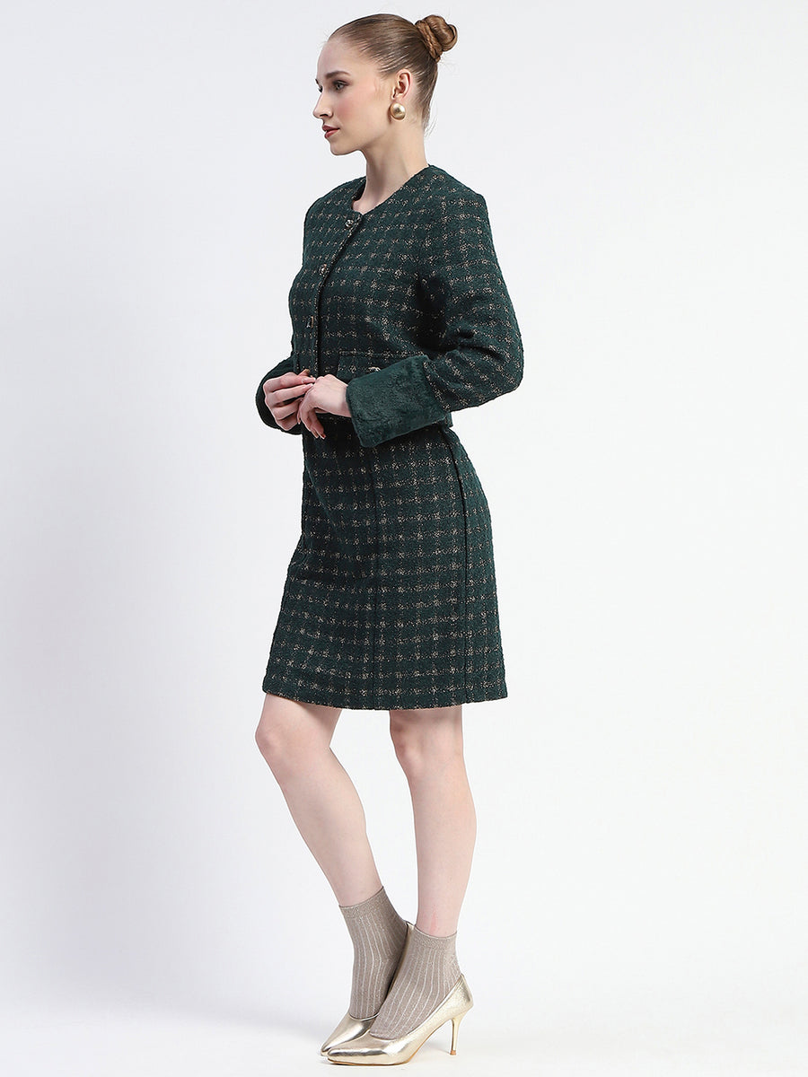 Madame Bottle Green Chequered Top and Skirt Co-ord Set