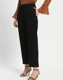 Madame Solid Black Pleated Gurkha Trousers