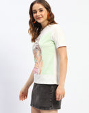 Madame White Graphic Print Cotton T-Shirt