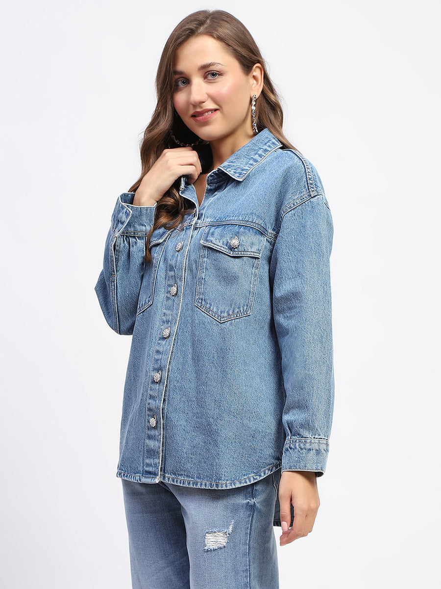 Madame Blue Button Down Denim Jacket