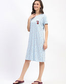 mSECRET Sky Blue Smiley Print Short-Sleeve Cotton Nightdress