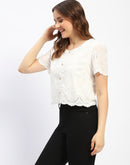 Madame Laced White Schiffli Cotton Top