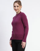 Madame Purple Full-Zip Knit Sweater