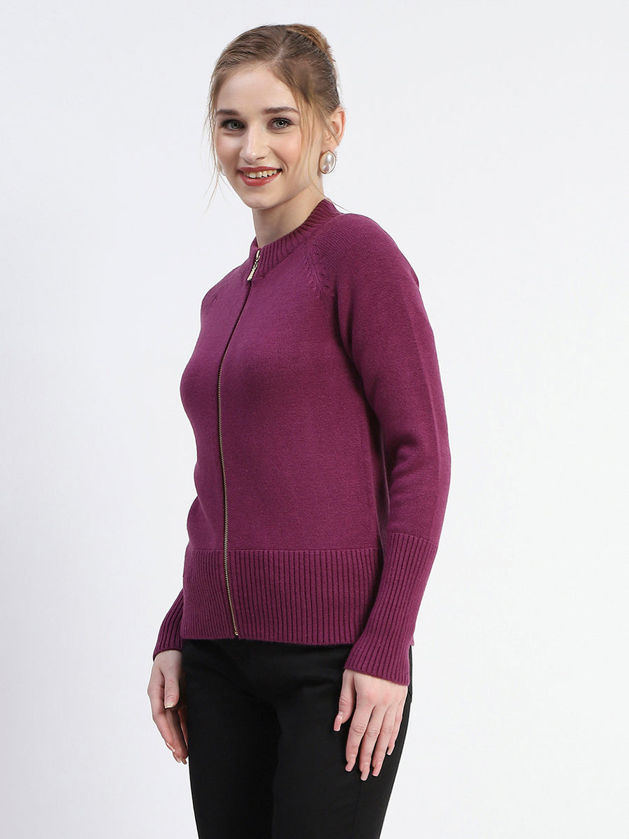 Madame Purple Full-Zip Knit Sweater