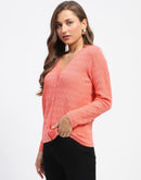 Madame Peach Self Designed V-Neck Cardigan