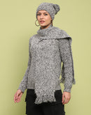 Madame Self Design Regular Fit Grey Sweater