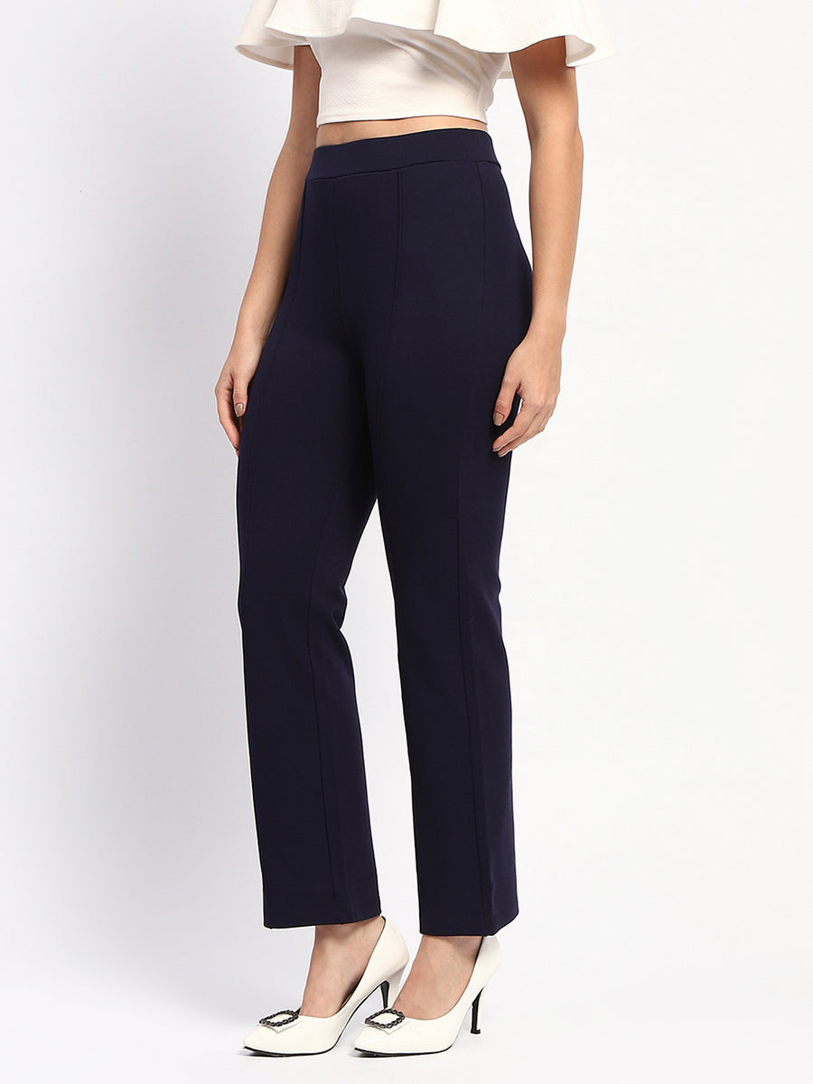 Madame Navy Wide-Leg Formal Trousers