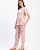 mSECRET Floral Print Peach Night Suit