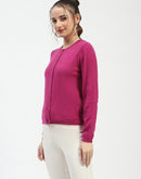 Madame Magenta Button-Up Cardigan