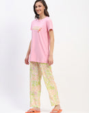 mSECRET Pink Graphic Tee and Floral Print Pajama Set