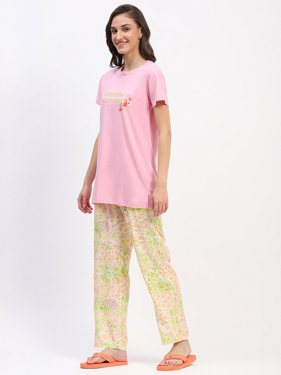 mSECRET Pink Graphic Tee and Floral Print Pajama Set