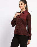 Madame Wine Embellished Collar Button-Up Shirt