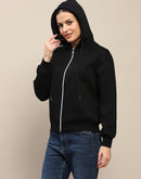 Madame Cotton Blend Black Zipped Sweatshirt