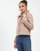 Madame Beige Coat with Faux Fur Collar