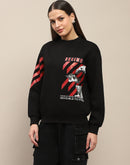 Madame Graphic Print Cotton Blend Black Sweatshirt