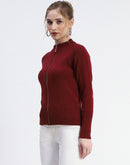 Madame Wine Full-Zip Knit Sweater