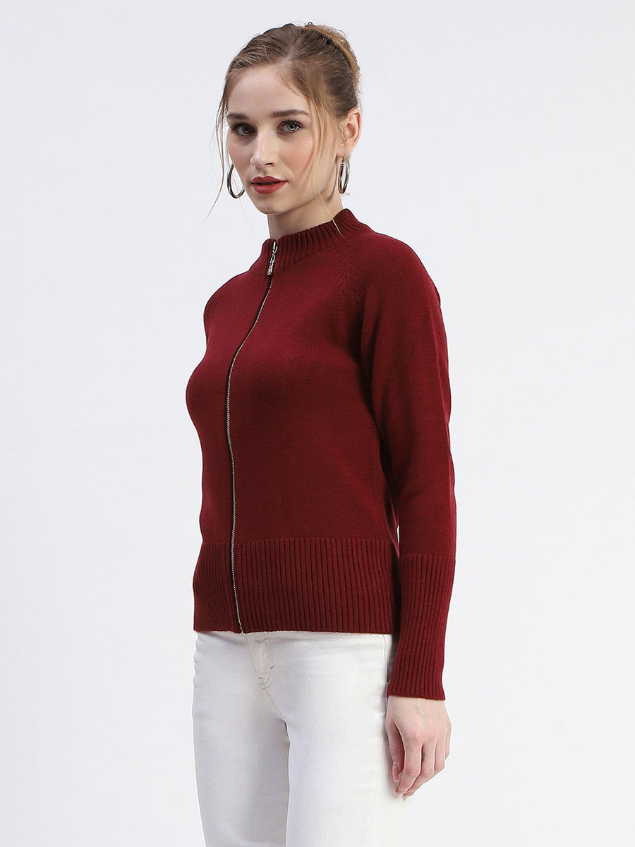 Madame Wine Full-Zip Knit Sweater