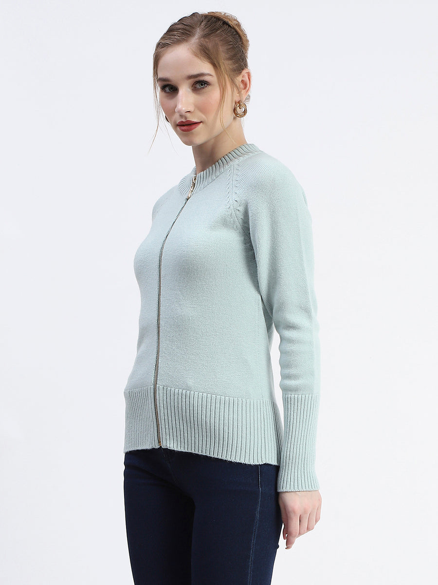 Madame Mint Full-Zip Knit Sweater