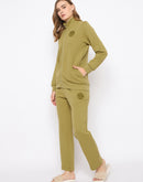 mSECRET Self Designed Zip Top and Bottoms Green Night Suit