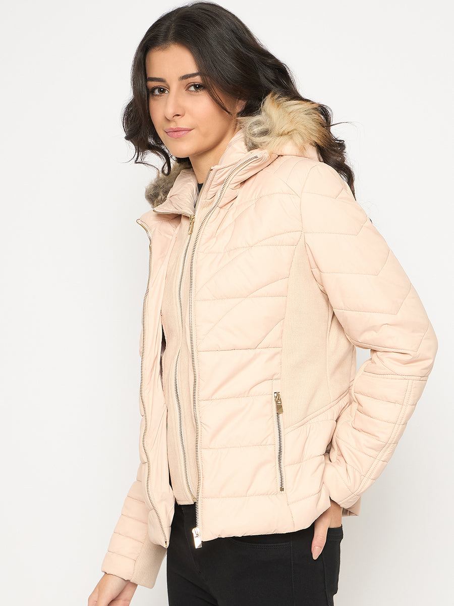 Madame Corduroy Two In One Beige Quilted Jacket