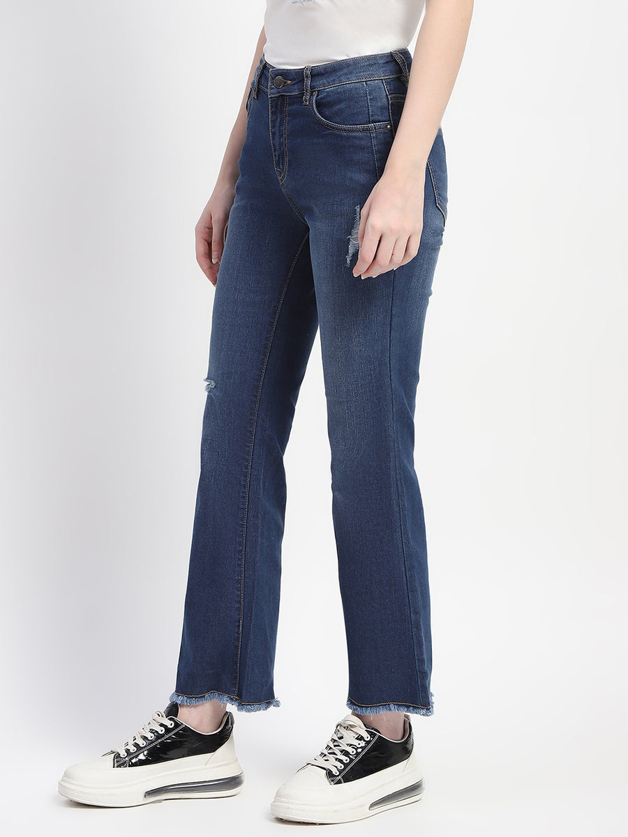 Madame Ripped Frayed Hem Flared Denim