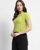 Madame Neon Green Round Neck Knitted Top