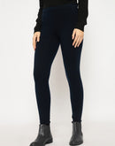 Madame Skinny Fit Solid Navy Blue Tights