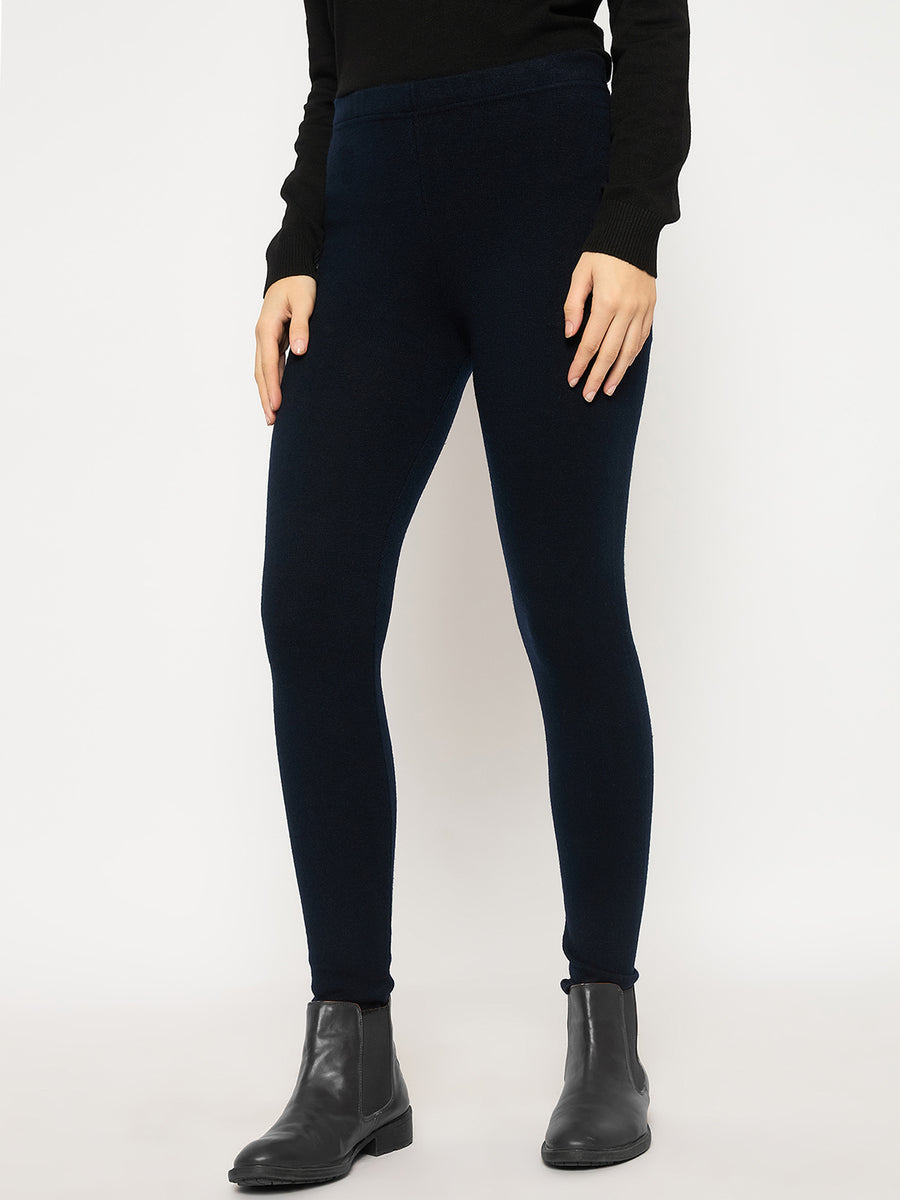 Madame Skinny Fit Solid Navy Blue Tights