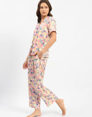 mSECRET Pink Printed 2 Piece Nightsuit