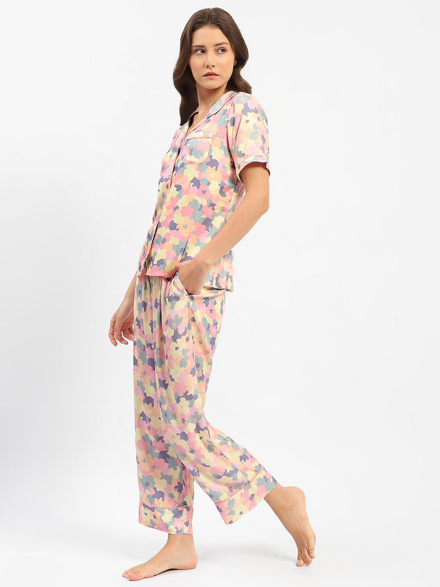 mSECRET Pink Printed 2 Piece Nightsuit