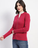 Madame Knit Fuschia Mock Neck Sweater