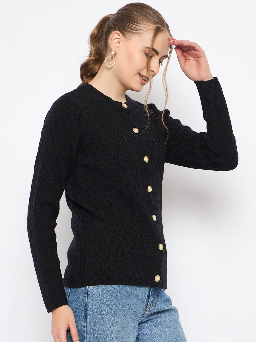 Madame Round Neck Black Cardigan